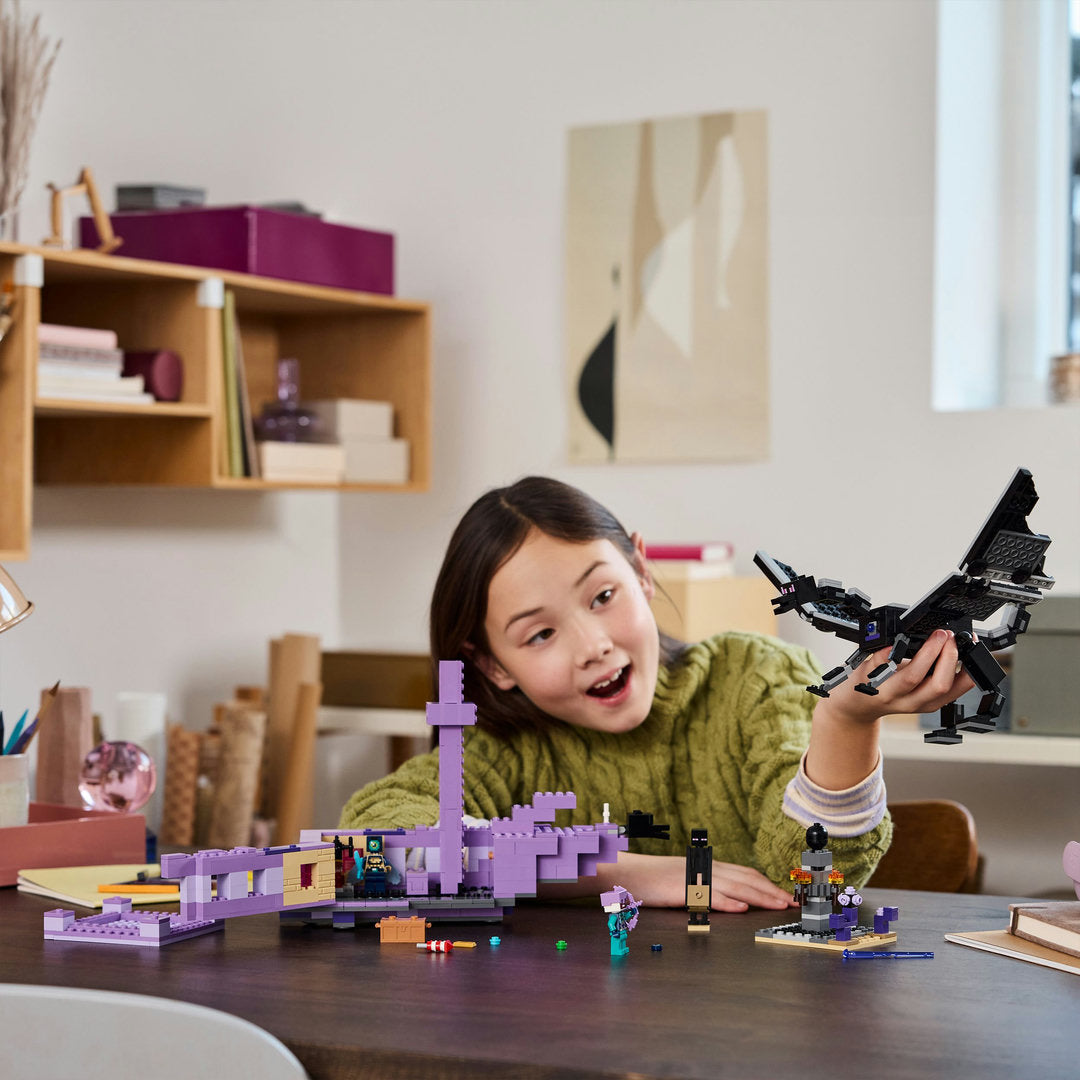 LEGO minecraft de enderdraak en het end-schip
