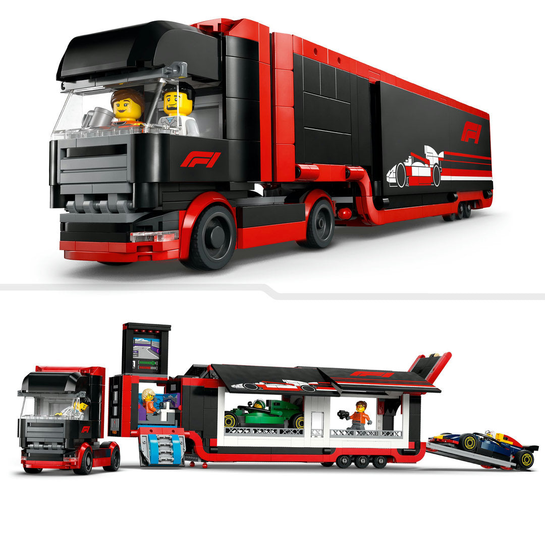 LEGO city f1 truck met rb20 en amr24 f1 auto's speelset
