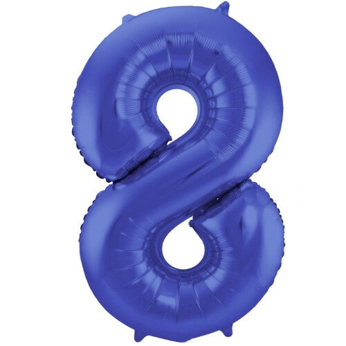 cijferballon acht - metallic matblauw - 86 cm | 65928 | 0