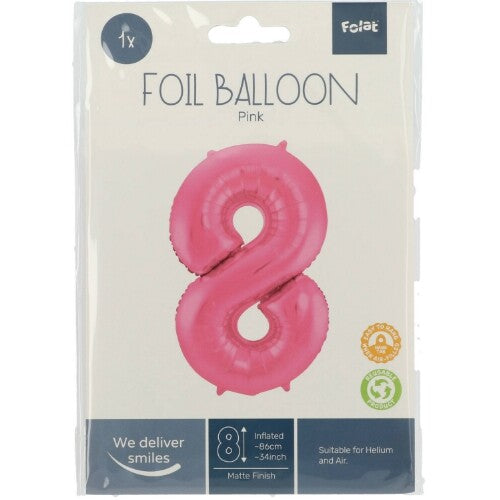 cijferballon acht - metallic matroze - 86 cm | 65908 | 1