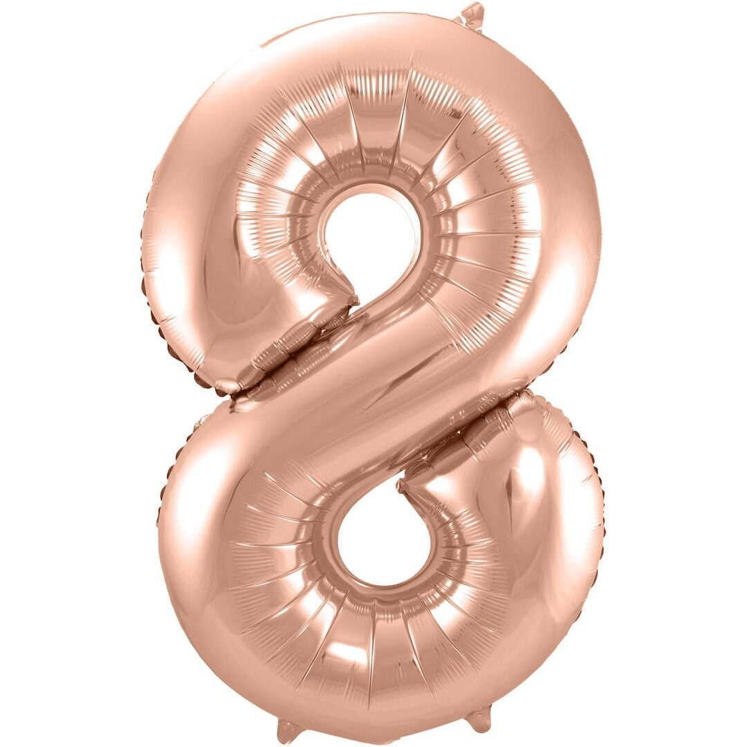 cijferballon acht - rosé goudkleurig - 86 cm | 63138 | 0