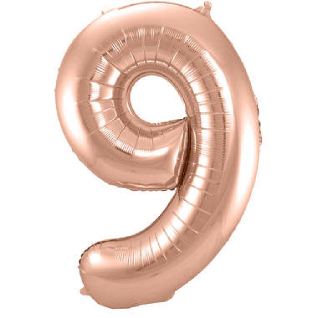 cijferballon negen - rosé goudkleurig - 86 cm | 63139 | 0