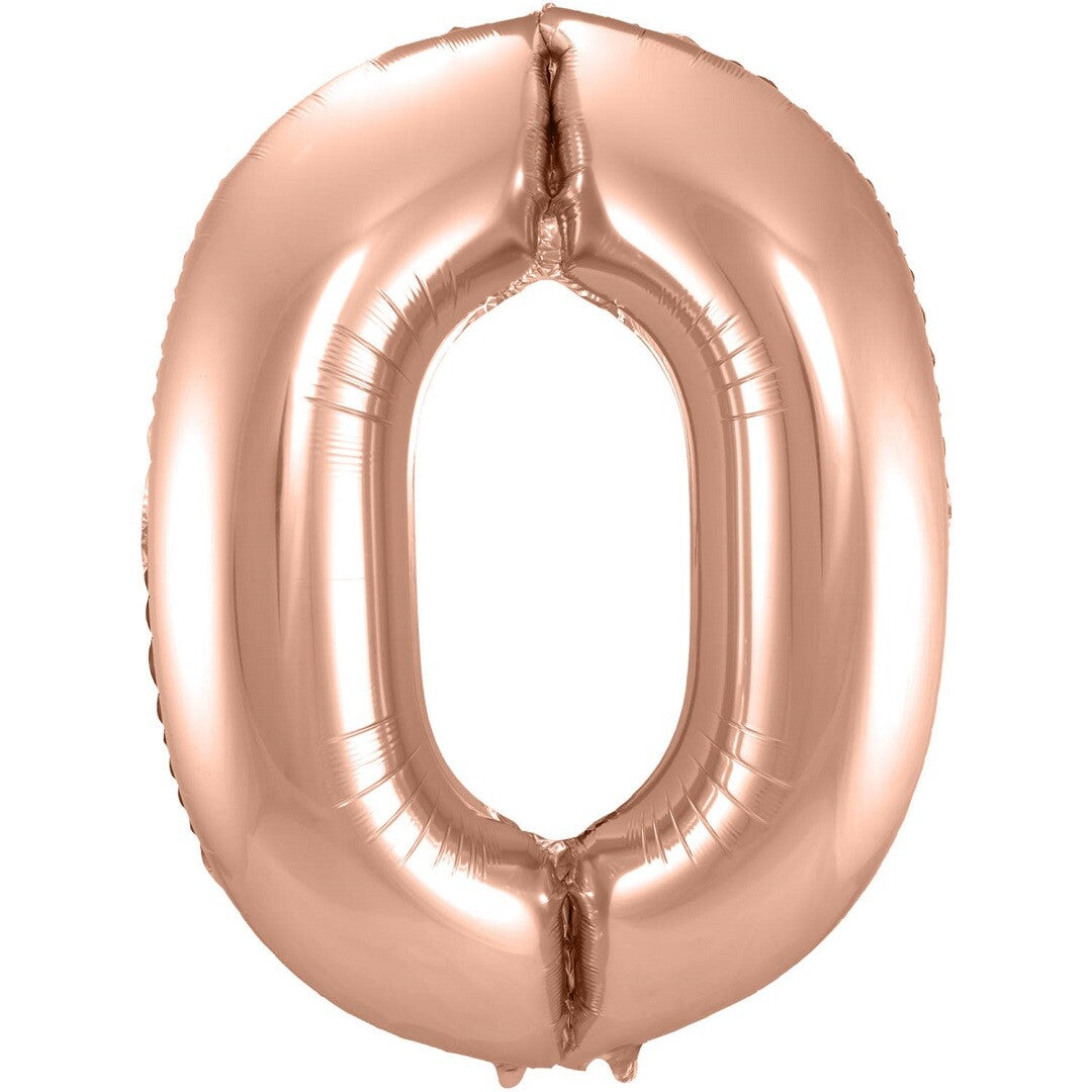 cijferballon nul - rosé goudkleurig - 86 cm | 63130 | 0