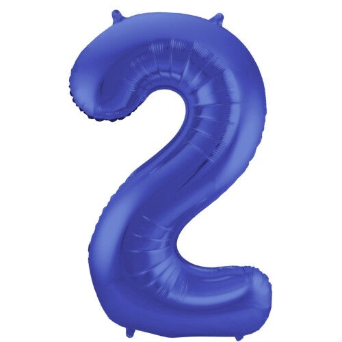 cijferballon twee - metallic matblauw - 86 cm | 65922 | 0