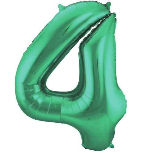 cijferballon vier - metallic matgroen - 86 cm | 65914 | 0