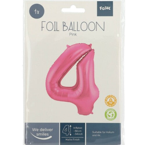 cijferballon vier - metallic matroze - 86 cm | 65904 | 2