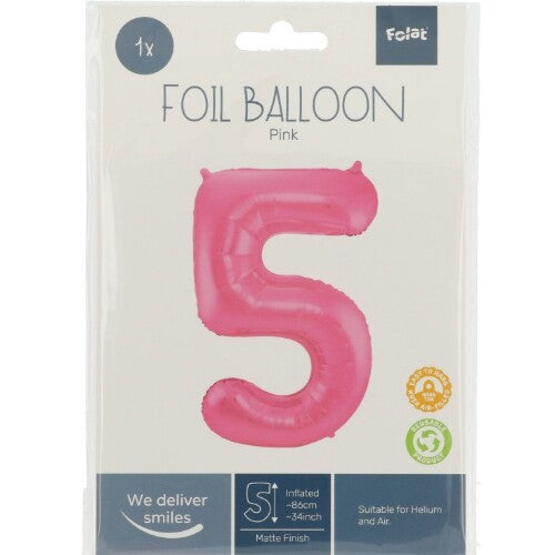 cijferballon vijf - metallic matroze - 86 cm | 65905 | 2