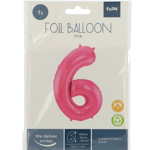 cijferballon zes - metallic matroze - 86 cm | 65906 | 2