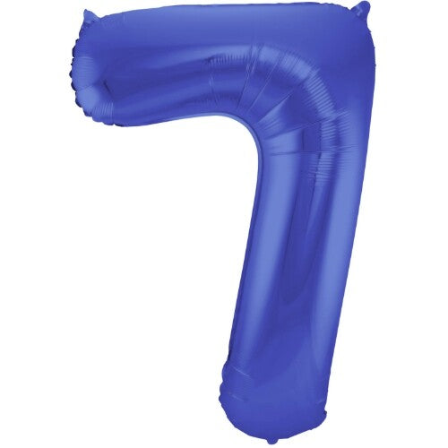 cijferballon zeven - metallic matblauw - 86 cm | 65927 | 0