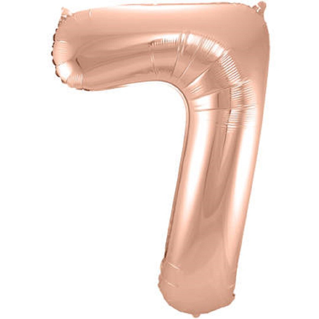 cijferballon zeven - rosé goudkleurig - 86 cm | 63137 | 0