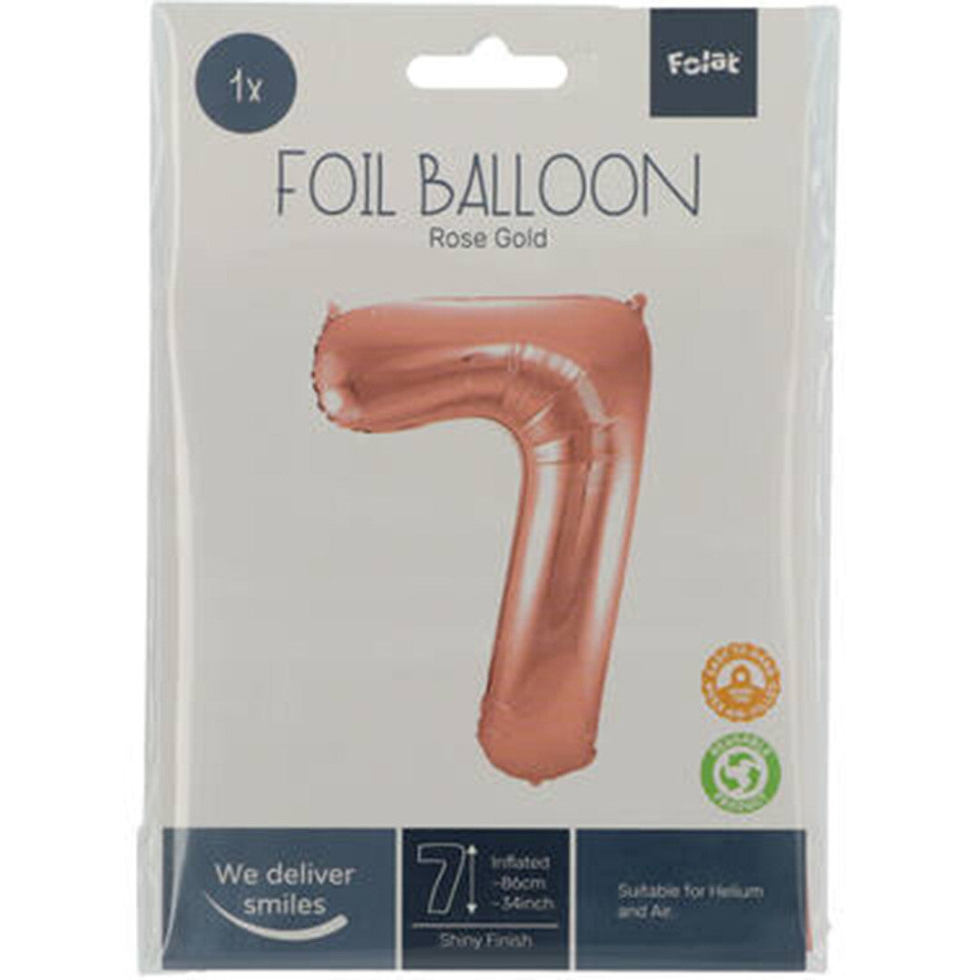cijferballon zeven - rosé goudkleurig - 86 cm | 63137 | 1