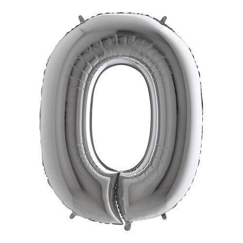 cijferballon zilver - 0 | 090S | 0