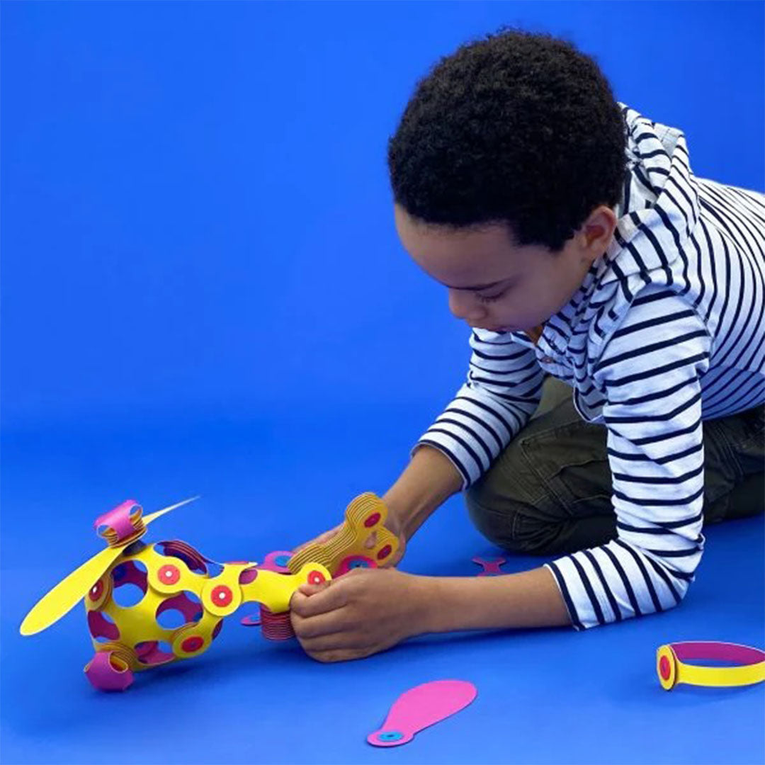 clixo magnetische bouwset crew - roze geel - 30-delig | CL-CREW-PY-1 | 3