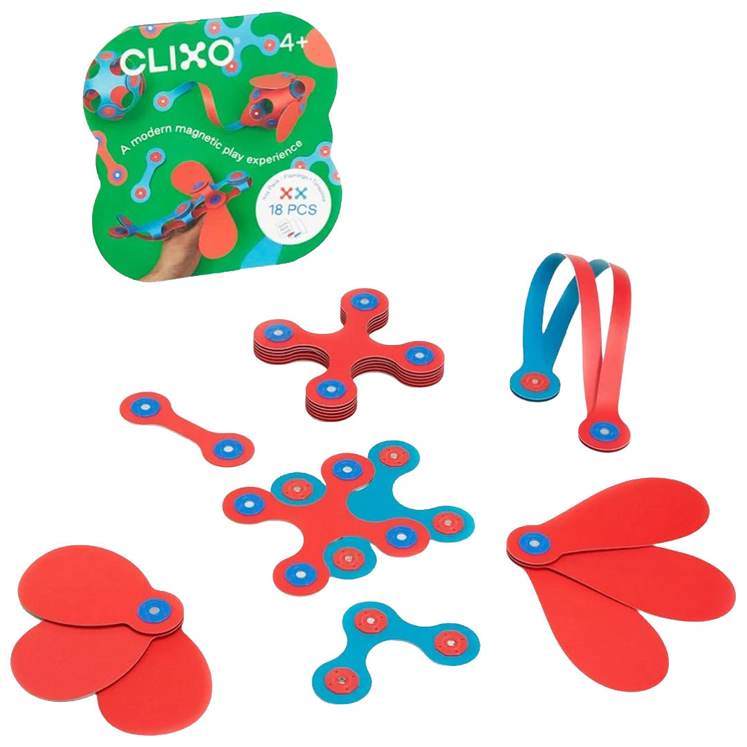 clixo magnetische bouwset itsy - flamingo turquoise - 18-delig | CL-ITSY-FT-1 | 