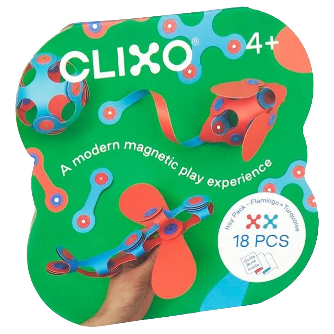 clixo magnetische bouwset itsy - flamingo turquoise - 18-delig | CL-ITSY-FT-1 | 3