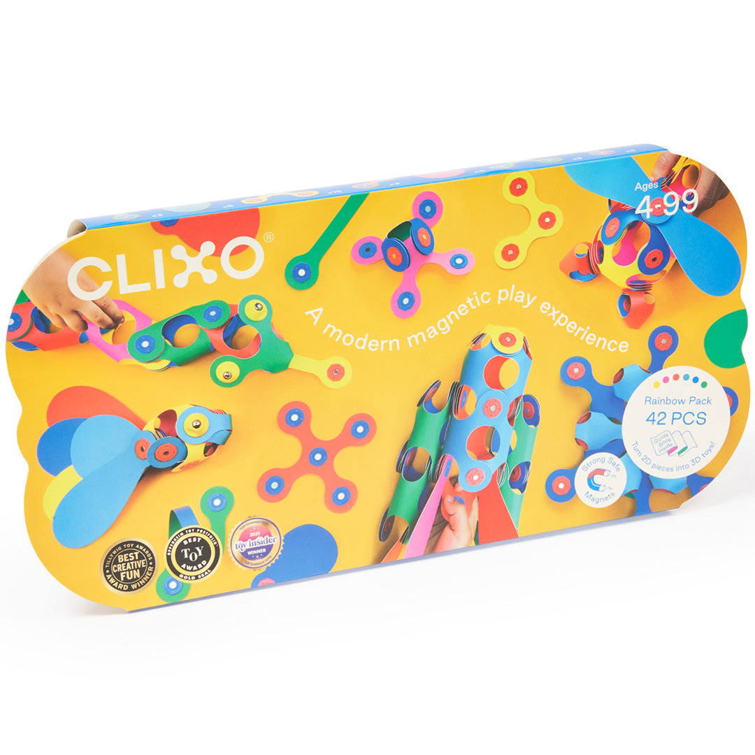 clixo magnetische bouwset rainbow - 42-delig