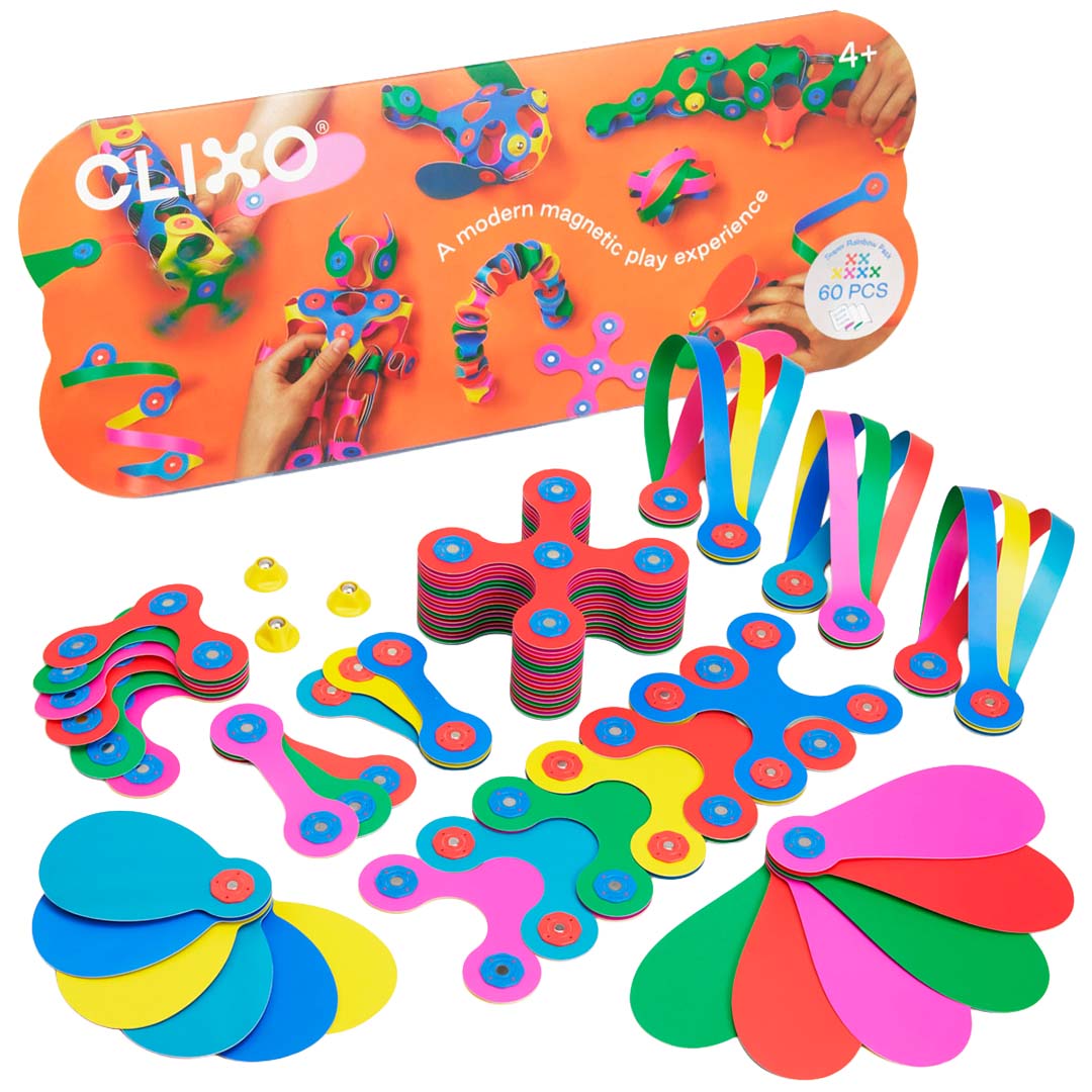 clixo magnetische bouwset super rainbow - 60-delig | CL-SRBW-RB-1 | 