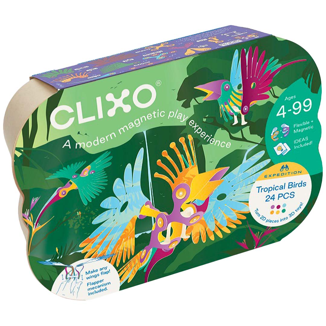 clixo magnetische bouwset tropical birds - 24-delig