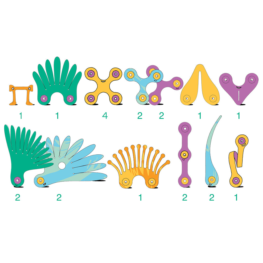 clixo magnetische bouwset tropical birds - 24-delig