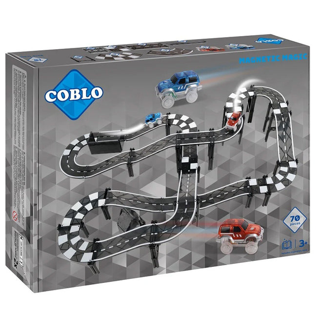 coblo magnetische autobaan zwart - 70st |  COBLO70-R/B  | 0