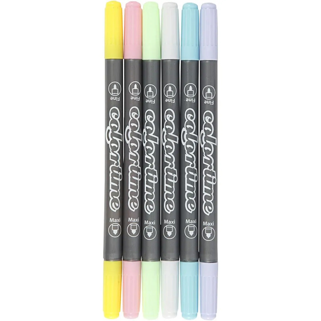 colortime dubbel viltstiften - pastel - 6st | 37991 | 1