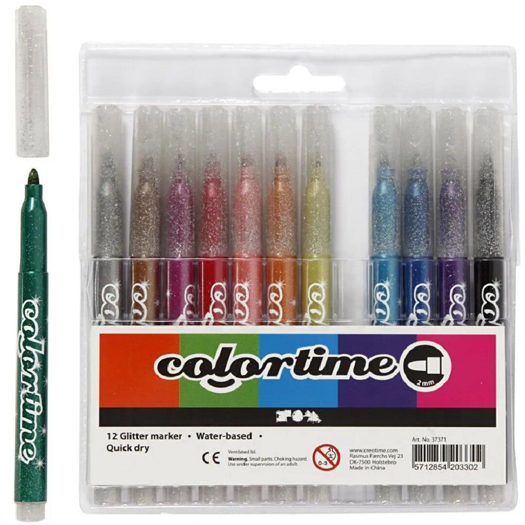 colortime viltstiften glitter - 12st | 37371 | 0