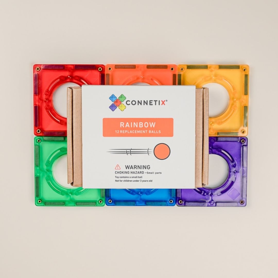 connetix knikkerbaanballen rainbow - 12st    | CON-EU-12B | 5