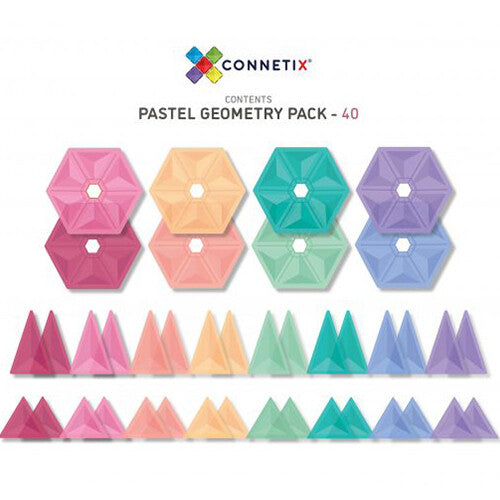 connetix magnetische tegels geometry - pastel - 40st     | CON-EU-P40G | 5