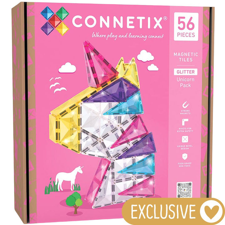 connetix magnetische tegels - glitter unicorn - 56st