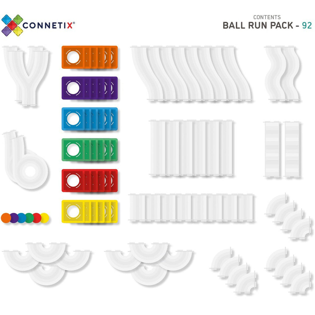 connetix magnetische tegels knikkerbaan - rainbow - 92st