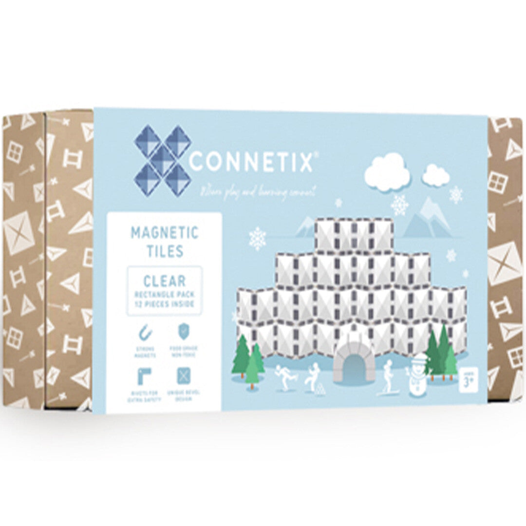 connetix magnetische tegels rectangle pack - clear - 12st  | CON-EU-C12 | 0