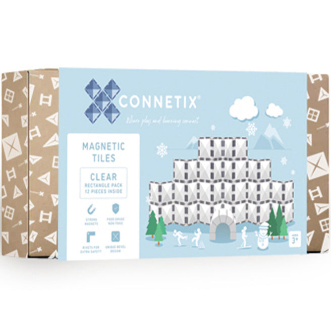 connetix magnetische tegels rectangle pack - clear - 12st  | CON-EU-C12 | 0