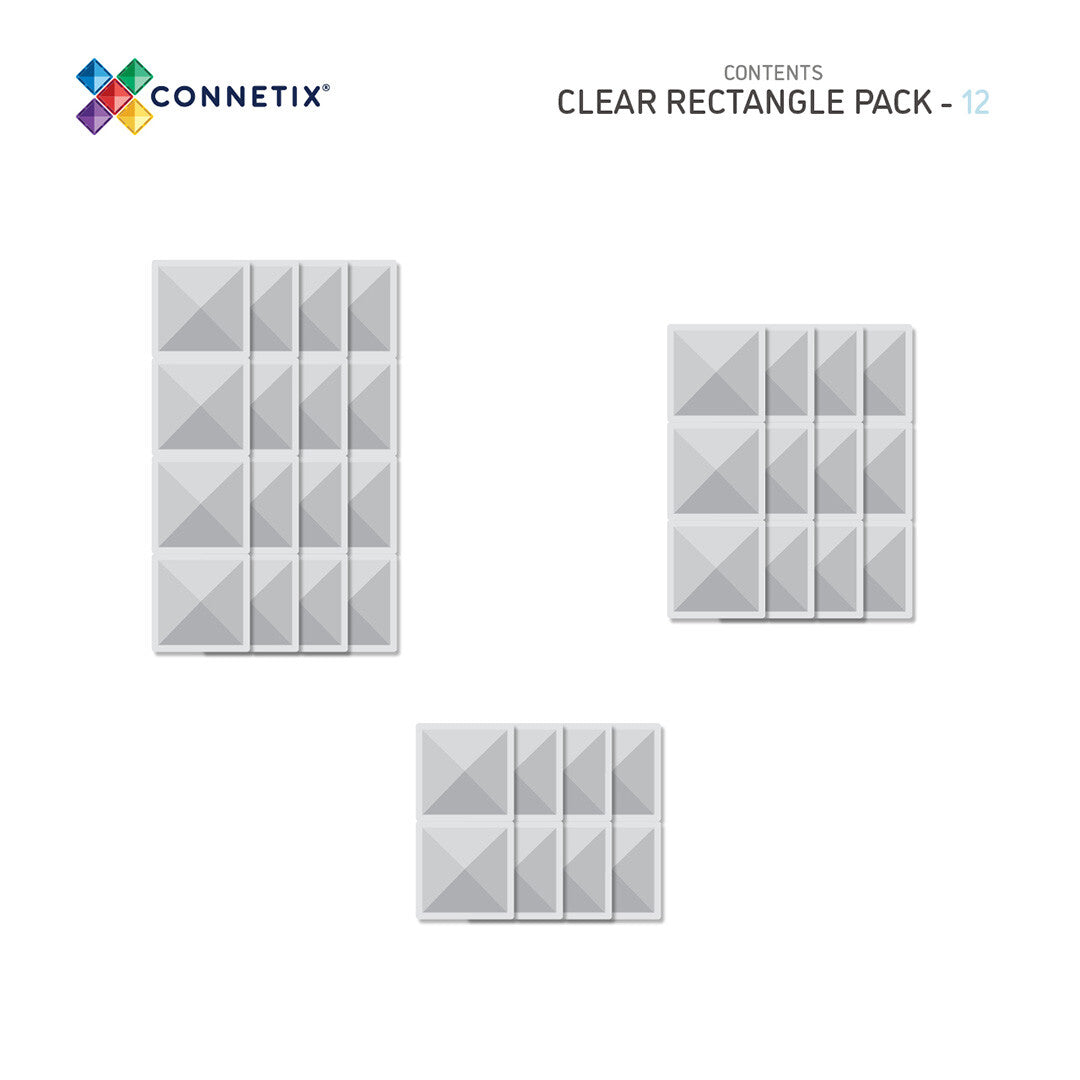 connetix magnetische tegels rectangle pack - clear - 12st  | CON-EU-C12 | 5