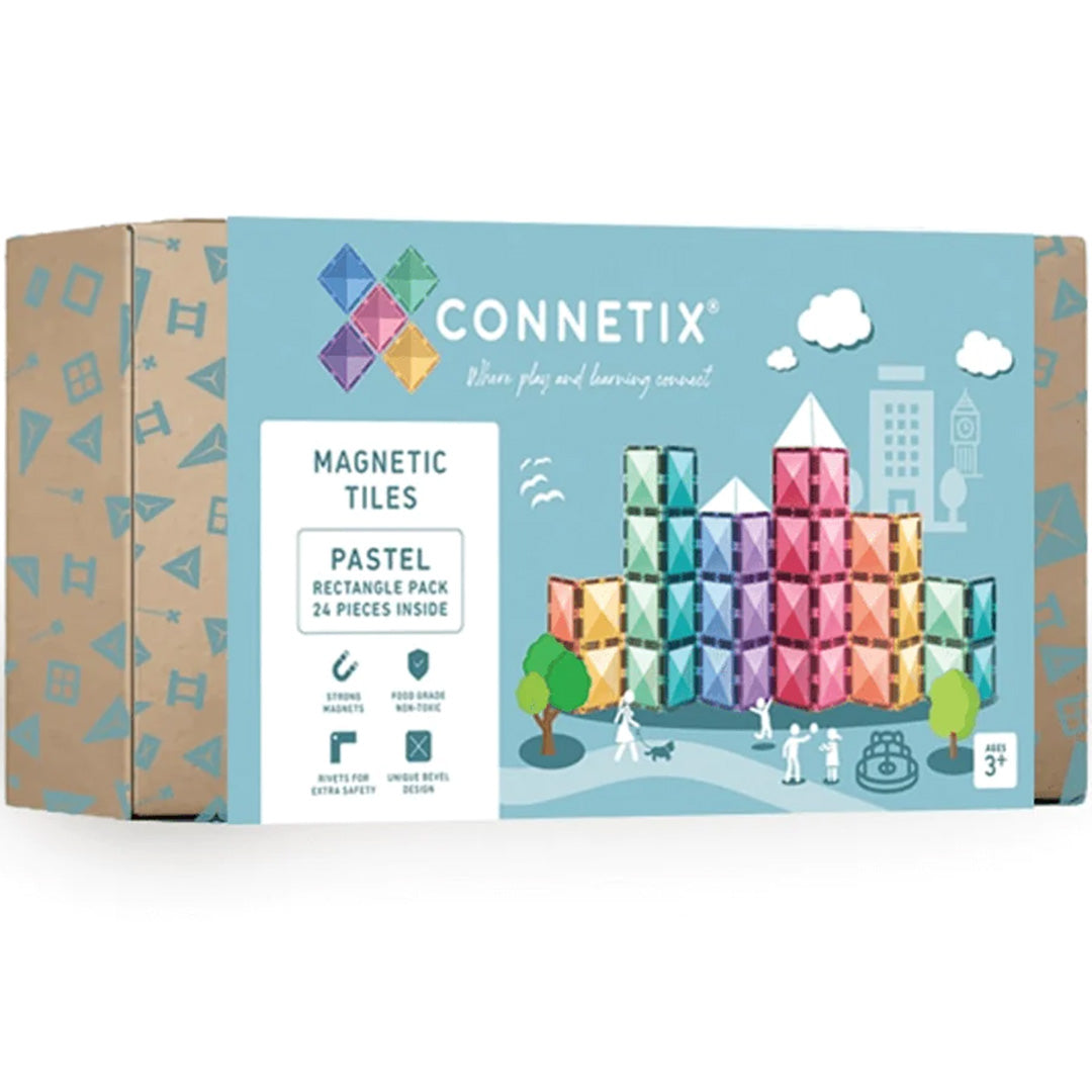 connetix magnetische tegels rectangle pack - pastel - 24st   | CON-EU-P24 | 0