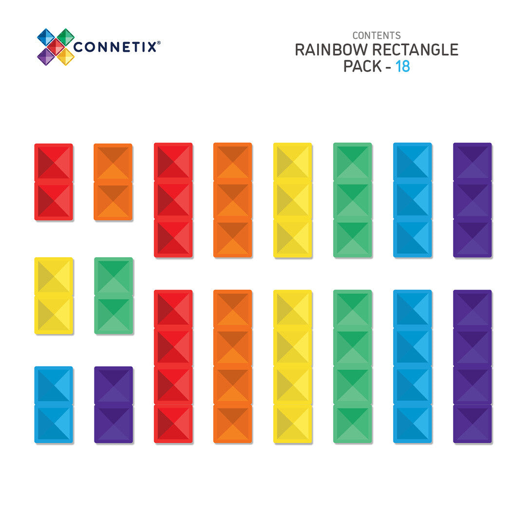 connetix magnetische tegels rectangle pack - rainbow - 18st   | CON-EU-18 | 5