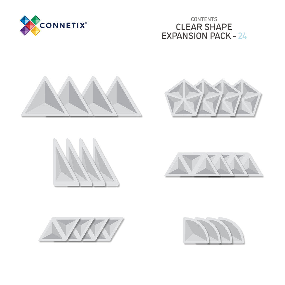 connetix magnetische tegels shape expansion pack - clear - 24st   | CON-EU-C24SE | 5