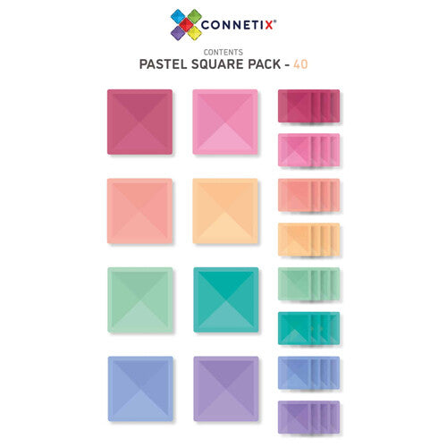 connetix magnetische tegels square pack - pastel - 40st  | CON-EU-P40S | 6