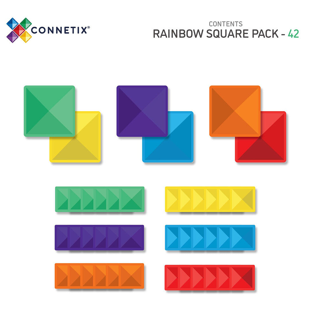 connetix magnetische tegels square - rainbow - 42st   | CON-EU-42S | 5