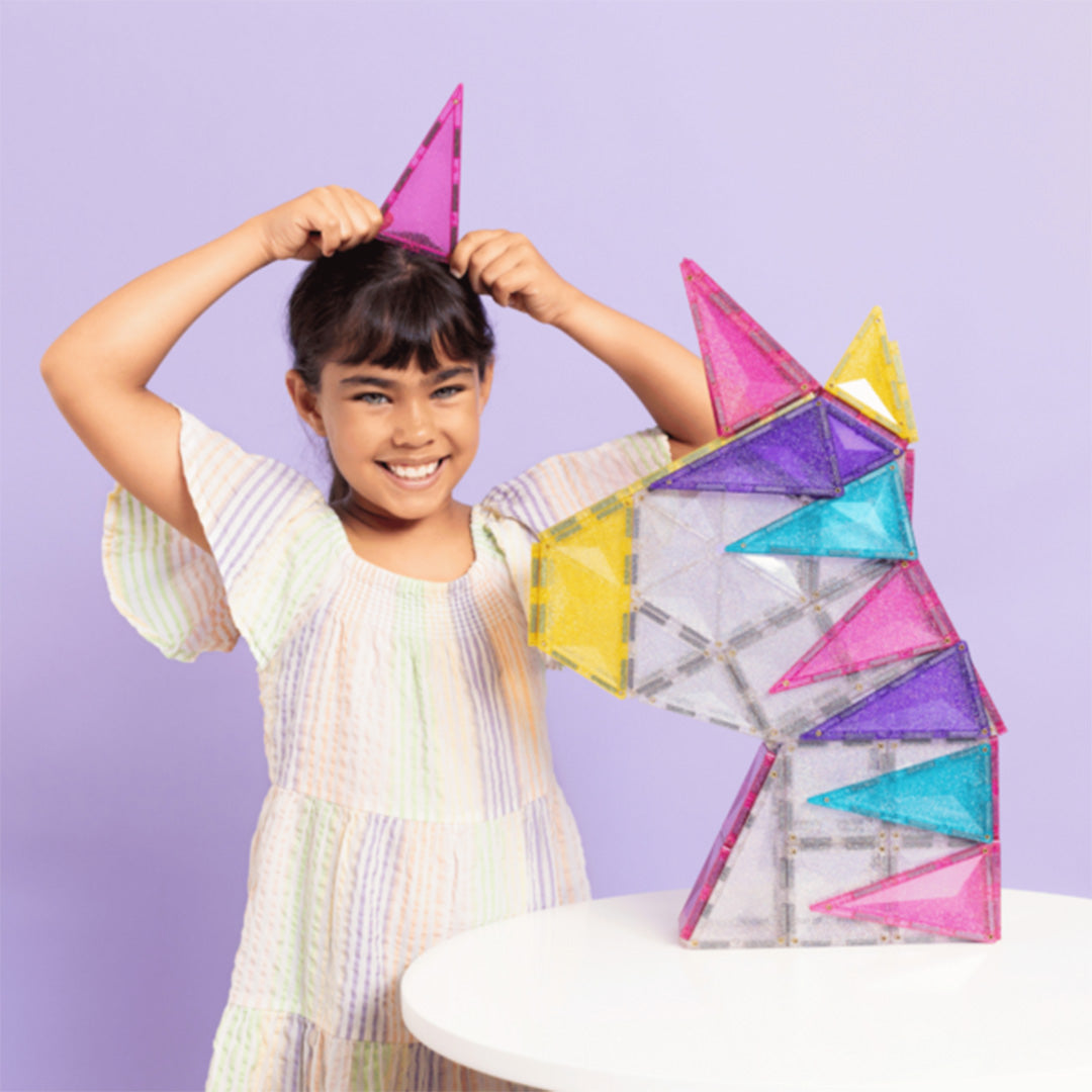 connetix magnetische tegels glitter unicorn 56st | CT-G-00056-GU | 2
