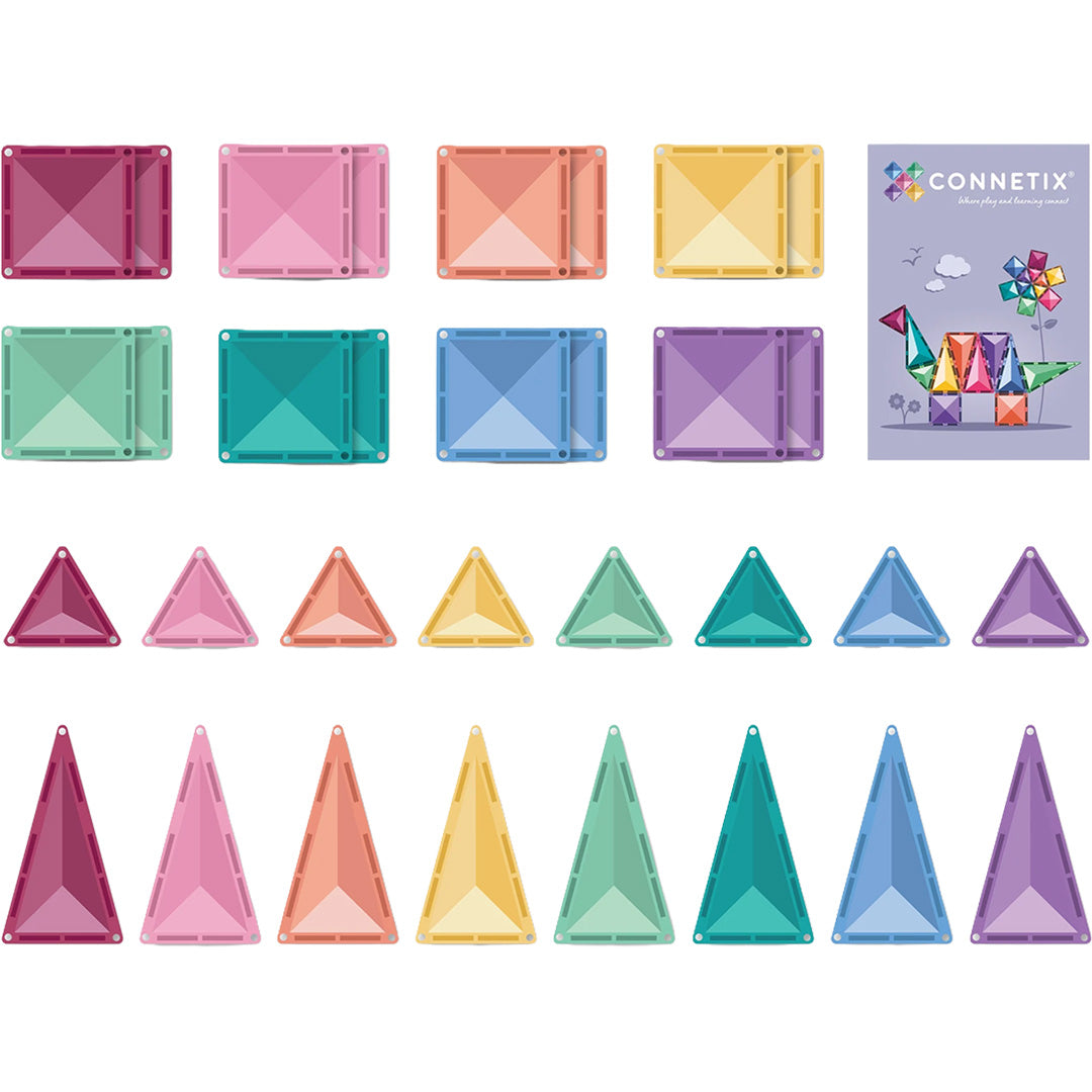 connetix magnetic tiles - pastel - 32 pcs