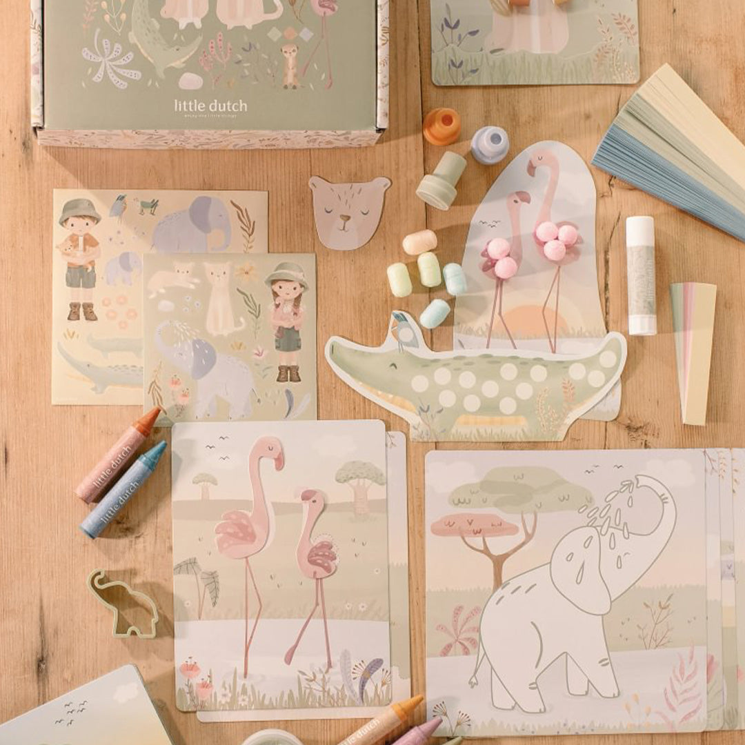 little dutch knutselset creative box xl - safari friends