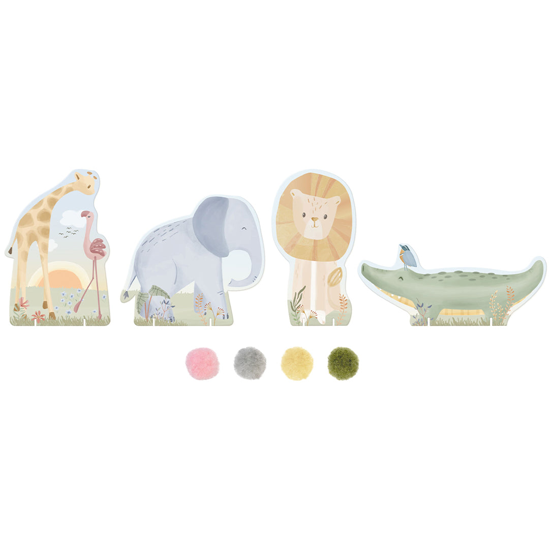 little dutch knutselset pompons - safari friends | BT126919 | 3
