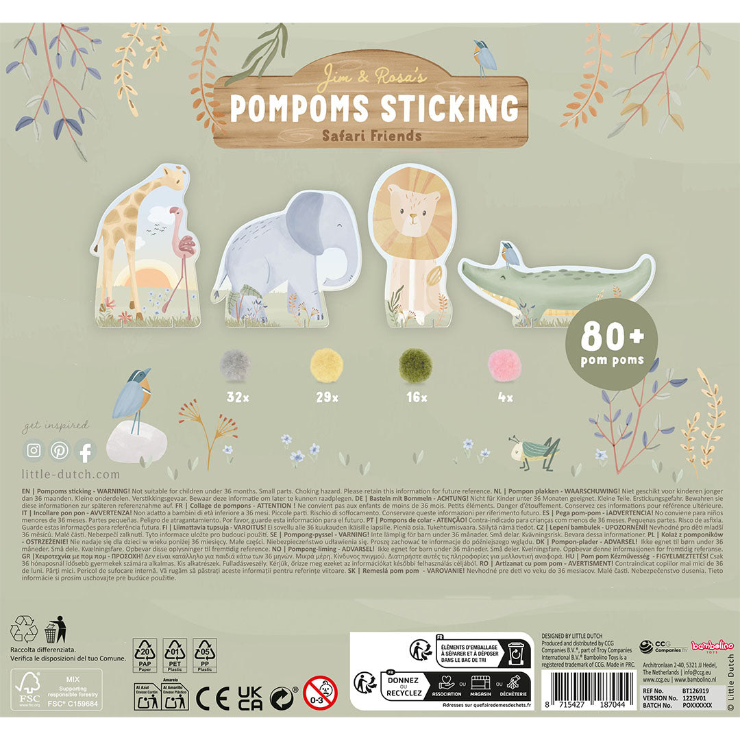 little dutch knutselset pompons - safari friends | BT126919 | 4