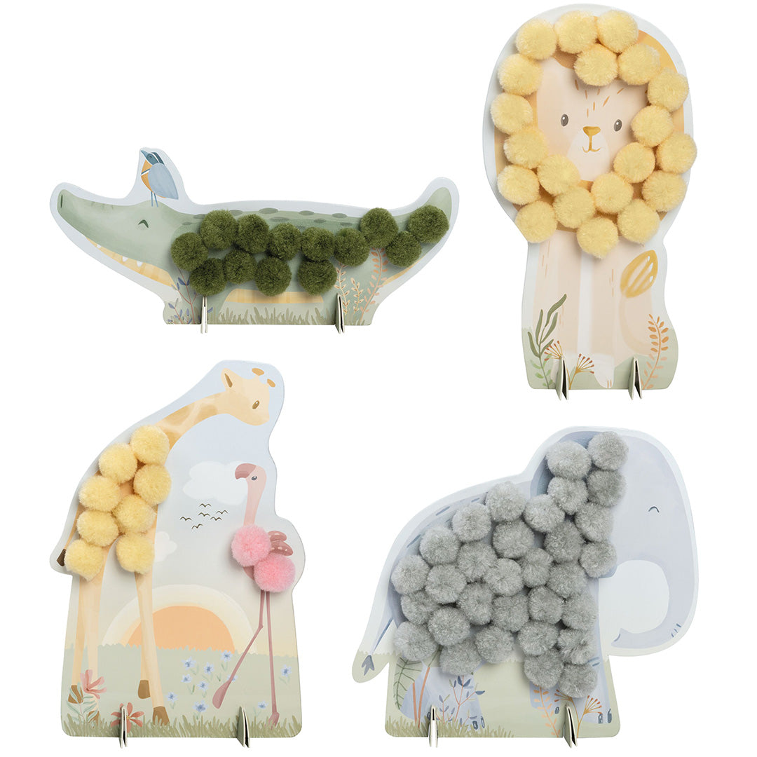 little dutch knutselset pompons - safari friends | BT126919 | 2