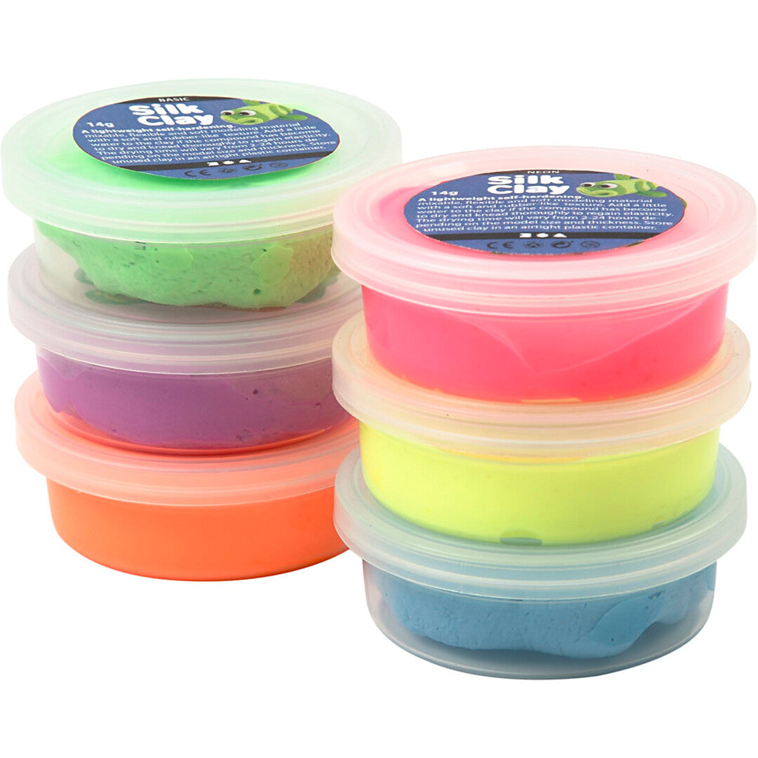creativ company boetseerklei silk clay - neon - 6st | 79140 | 0