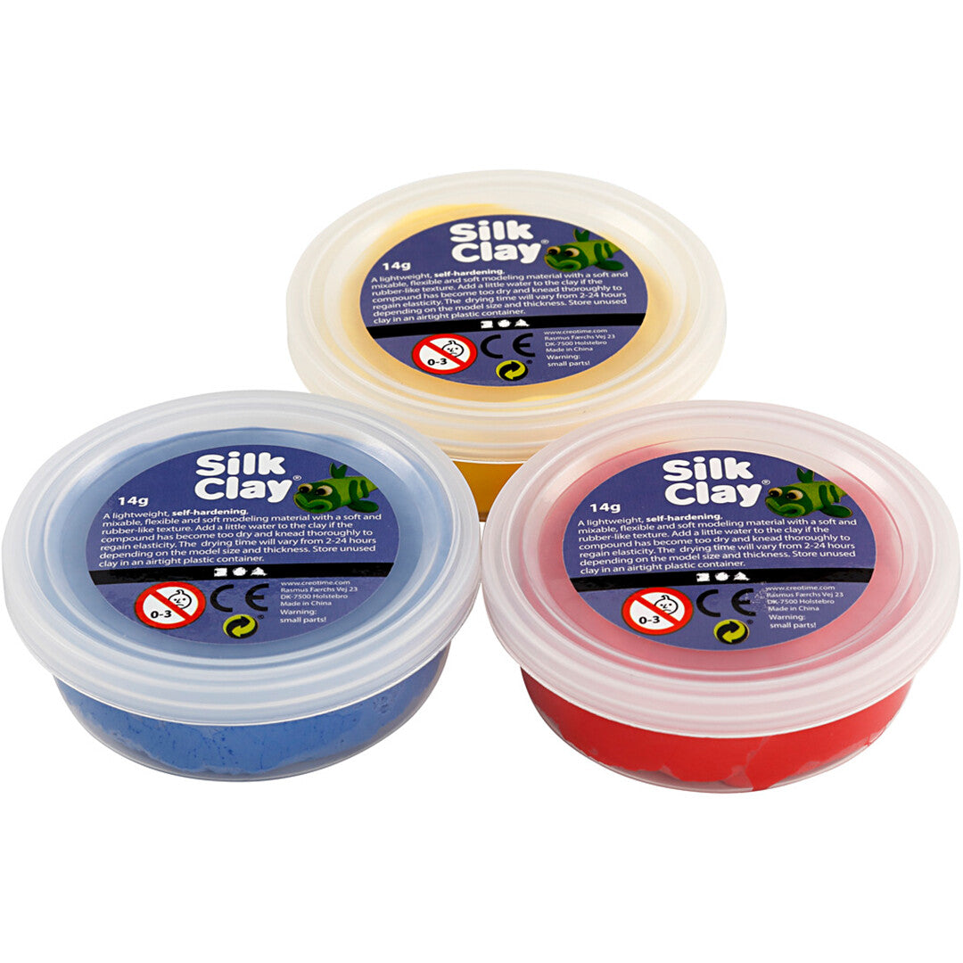 creativ company boetseerklei silk clay - primaire kleuren - 3st | 78149 | 1