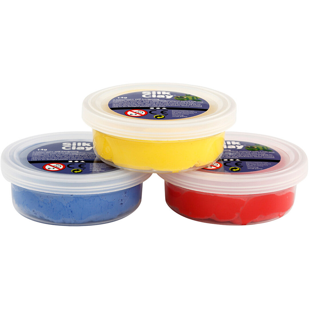 creativ company boetseerklei silk clay - primaire kleuren - 3st | 78149 | 2