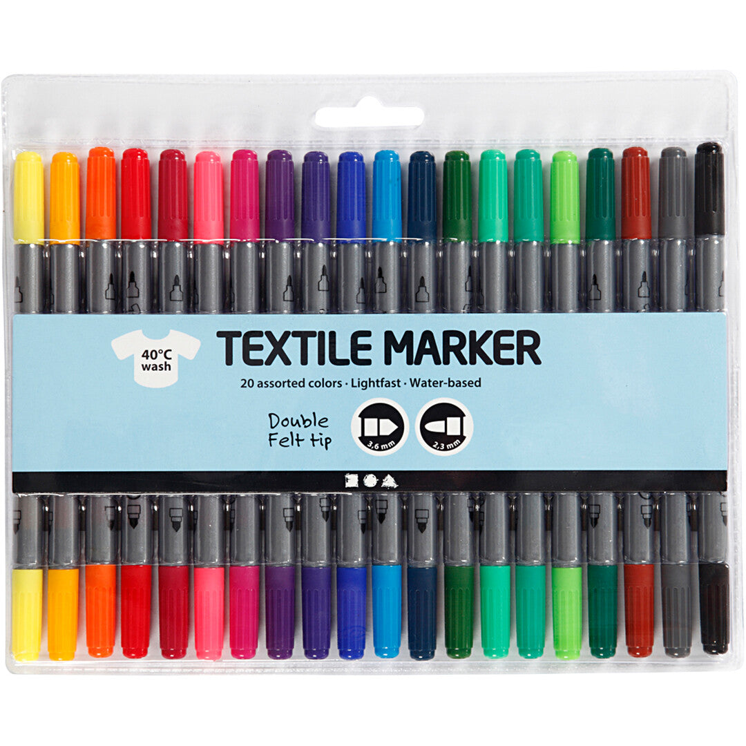 creativ company dubbelzijdige textielstiften - 20st | 34817 | 1