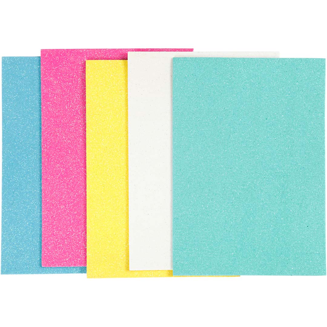creativ company eva foam A5 vellen - pastel glitter - 5st | 769012 | 0