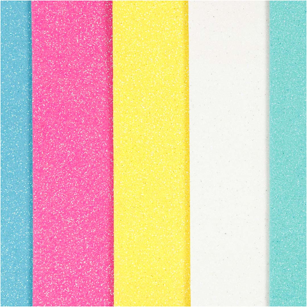 creativ company eva foam A5 vellen - pastel glitter - 5st | 769012 | 1